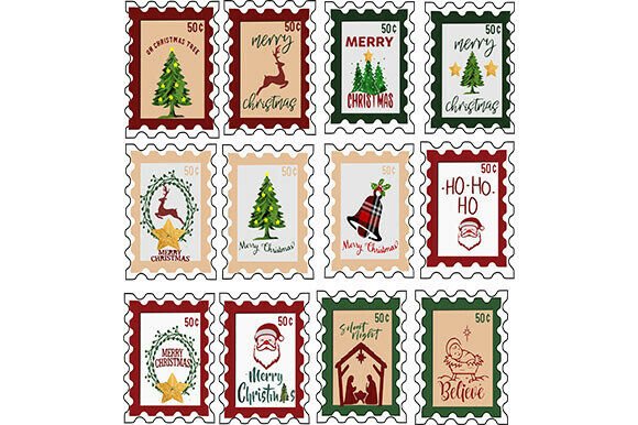 12 Christmas Stamps: Festive Digital Assets for Your Holiday Designs