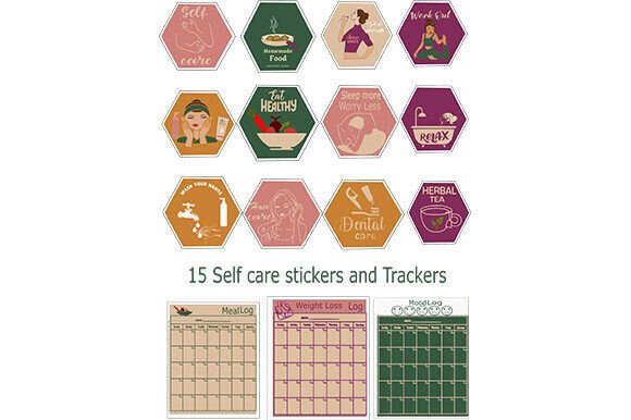 15 Self Care Stickers : Elevate Your Planner and Brand Identity