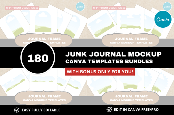 180 Junk Journal Canva Bundle: Elevate Your Etsy Shop