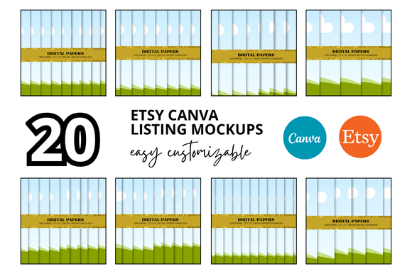 20 Digital Papers Etsy Listings Mockup: Save Hours on Design