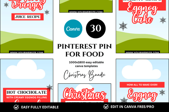 30 Christmas Pinterest Pin Canva Mockups for Your Etsy Shop