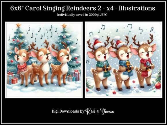6x6 Carol Singing Reindeers 5-8: Festive Character for Your Designs