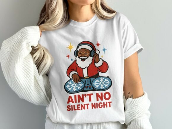 Black Santa DJ Christmas PNG: Festive Design Asset