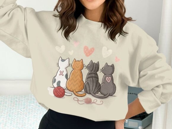 Cats and Yarn Shirt Design PNG: A Playful Asset for Creative Projects