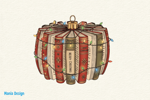Celebrate a Bookish Holiday with Christmas Book Ornament PNG