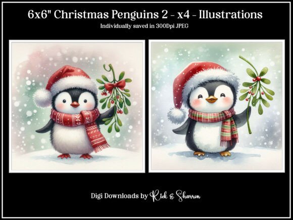 Charming Christmas Penguins: A 6x6 Illustration Set