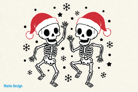 Dancing Christmas Skeletons PNG: A Festive Graphic with an Edge