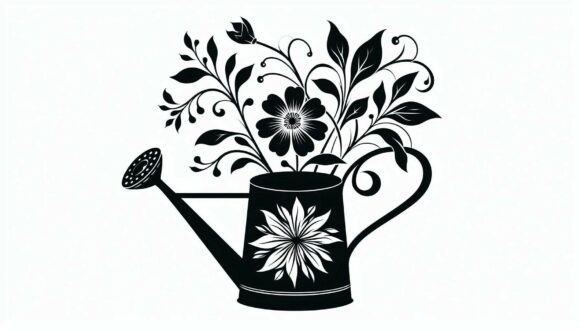 Flower in a Watering Can: A Whimsical Illustration Set