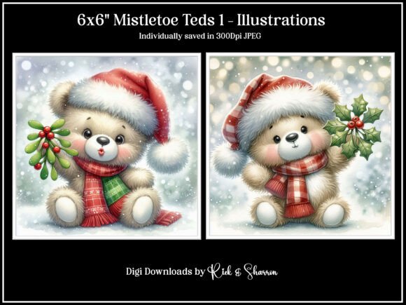 Get Festive with 6x6 Miseltoe Teds 1 1-4 - JPEG