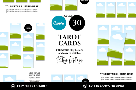 Instant Elevate: 30 Tarot Cards Etsy Listings Mockup Bundle
