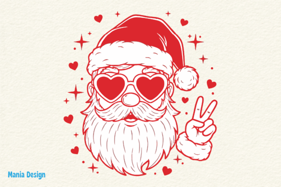 Retro Santa Peace Sign PNG: A Vintage Vibe for Modern Projects