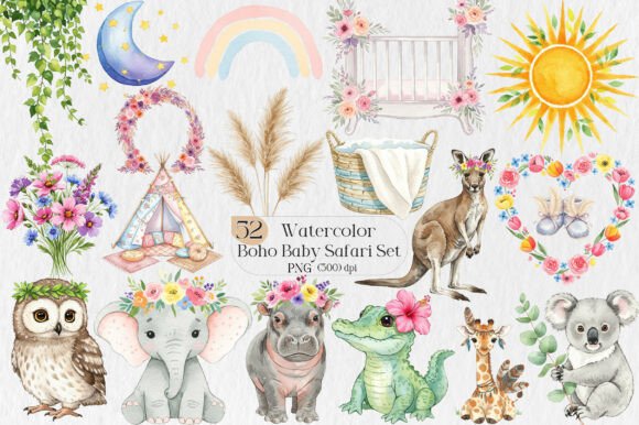 Unleashing Creative Warmth with the Boho Baby Safari Watercolor Set