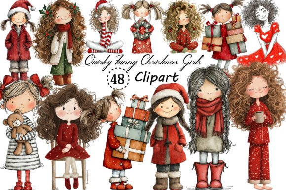 Unwrap the Fun: Using Quirky Christmas Girls Clipart