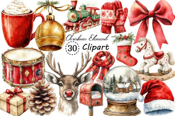 Unwrapping the Charm of Vintage Christmas Elements Clipart