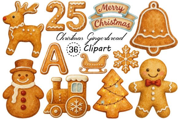 Watercolor Christmas Gingerbread: Festive Design Assets for Your Holiday Projects