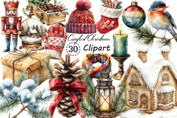 Watercolor Vintage Comfort Christmas PNG: A Designer's Festive Toolkit