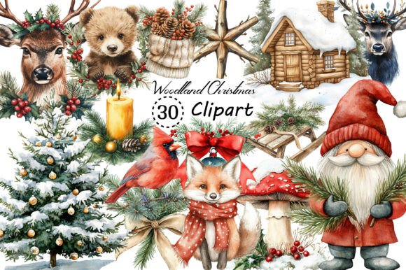 Woodland Christmas Clipart: A Digital Toolkit for Festive Design